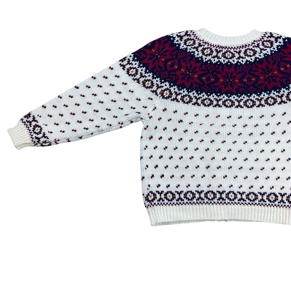 Northern Isles Petites Cream Nordic Fair Isle Cardigan Sweater size PL - Picture 4 of 8